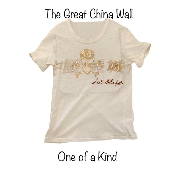 The Great China Wall Tops - Rhinestone Embellished Great China Wall T-shirt, Los Angeles Sz S